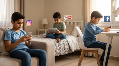 حماية الأطفال إلكترونيا - صورة تعبيرية مصممة بالذكاء الاصطناعي 