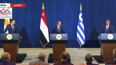 الرئيس السيسي خلال مؤتمر صحفي مشترك عقب القمة الثلاثية