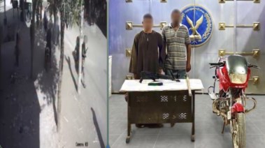 المتهمان بعد ضبطهم ولقطة من الفيديو 