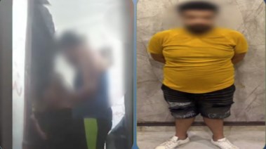المتهم بعد ضبطه ولقطة من الفيديو