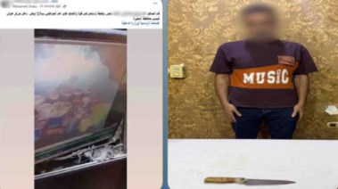 المتهم بعد ضبطه ولقطة من الفيديو