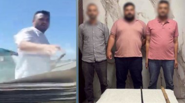 المتهمون بعد ضبطهم ولقطة من الفيديو 