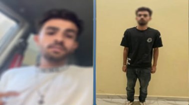 المتهم بعد ضبطه ولقطة من الفيديو