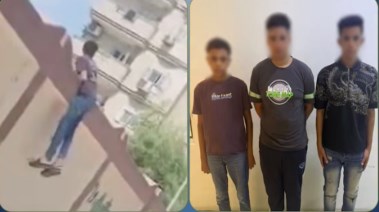 المتهمون بعد ضبطهم ولقطة من الفيديو 