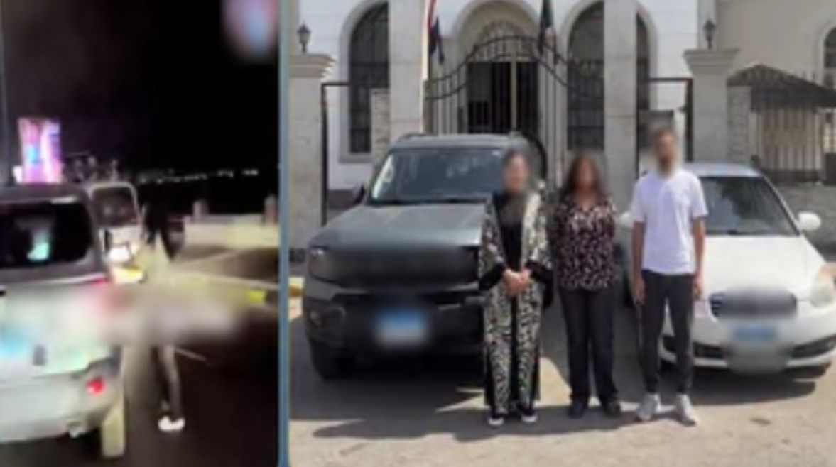 المتهمون بعد ضبطهم ولقطة من الفيديو 