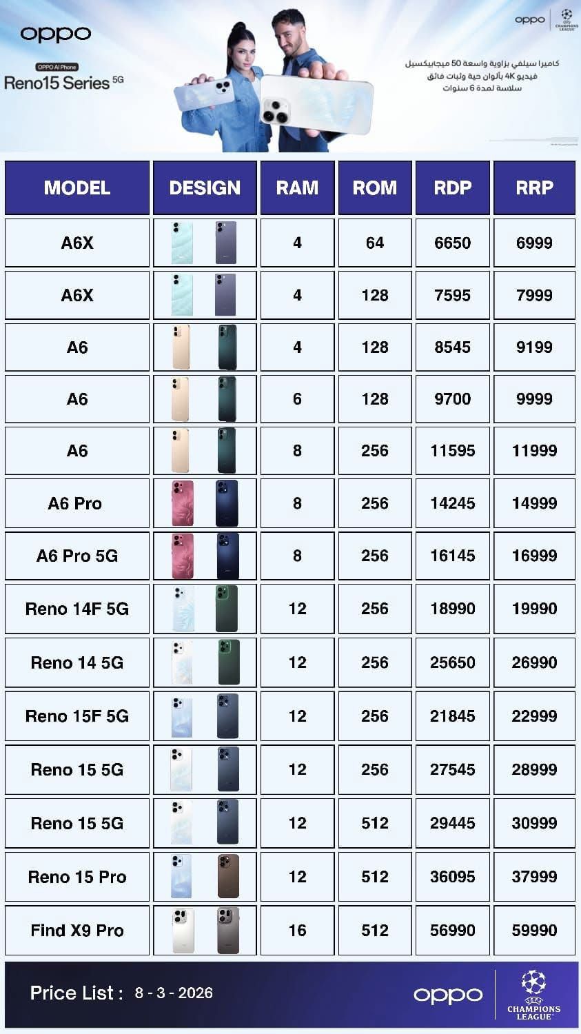 قائمة أسعار هواتف أوبو الجديدة