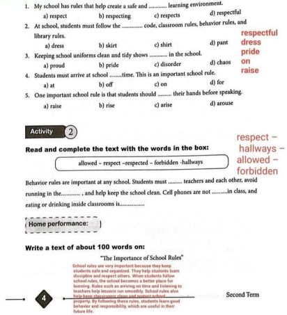 حل تقييمات لغة انجليزية
